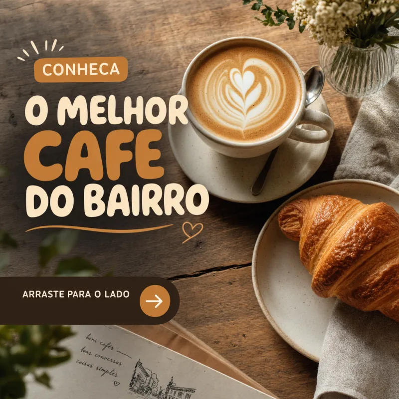 Exemplo de post gerado pela IA para uma cafeteria